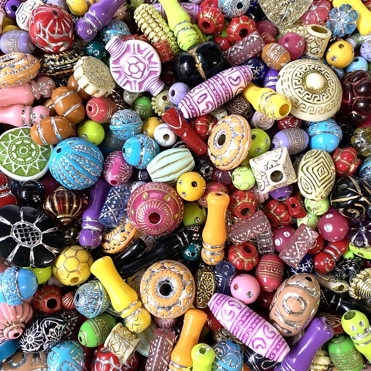 bead mix, bright colors, assorted sizes, BDCANDY, acrylic, bright