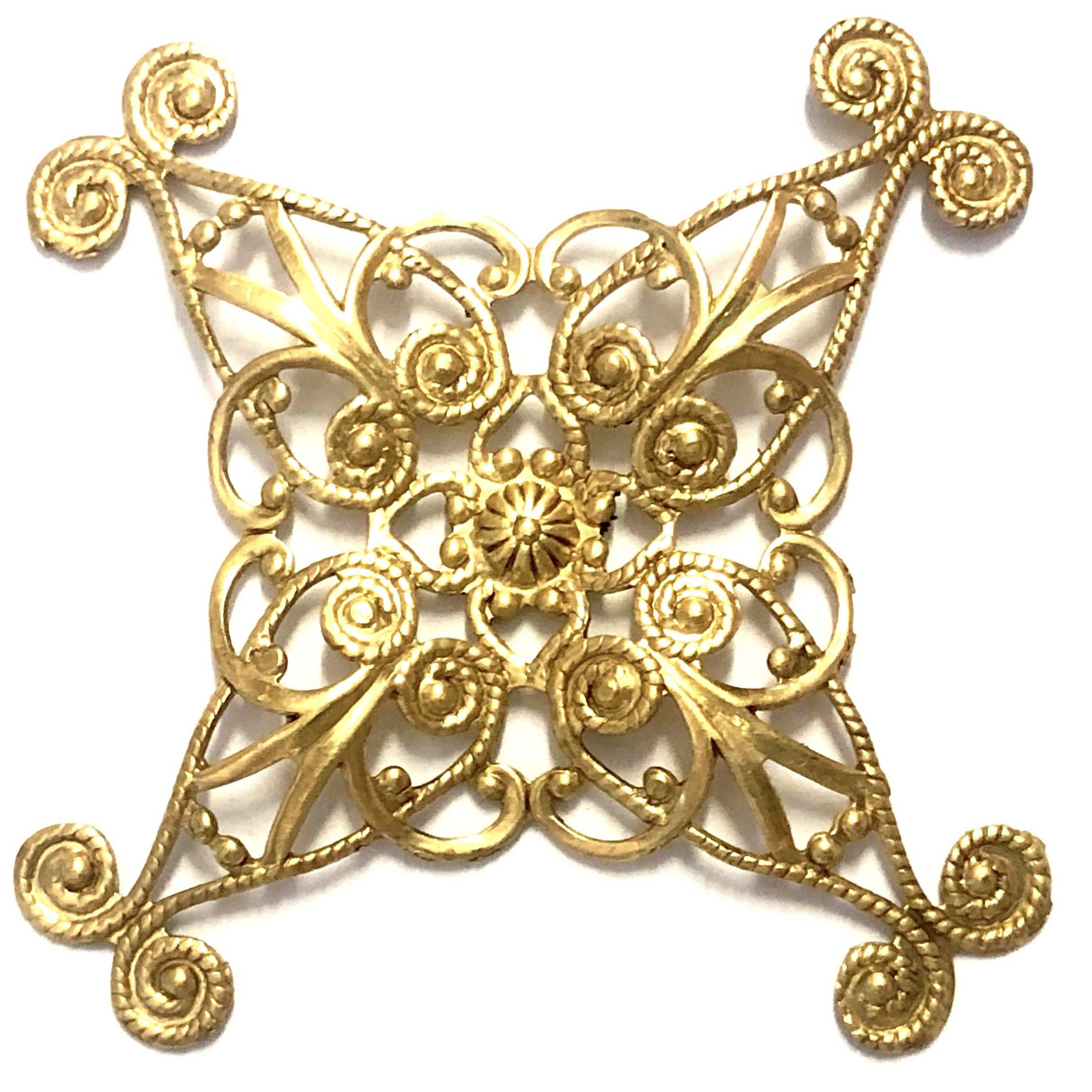 13333         Brass Oxidized Floral Victorian Filigree Brass Jewelry Finding 
