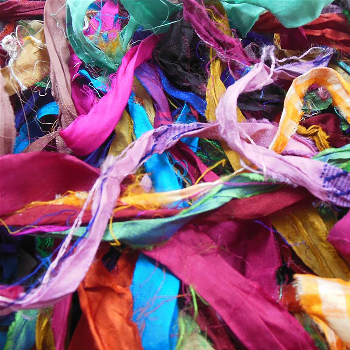Buy Green Mix Sari Silk Ribbon Strips Recycled Sari Silk Ribbon