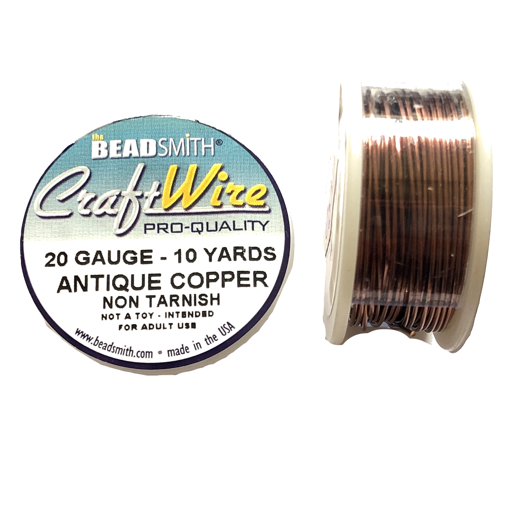 Beadsmith Craft Wire 20 Gauge Antique Copper Round Wire 10 Yards 