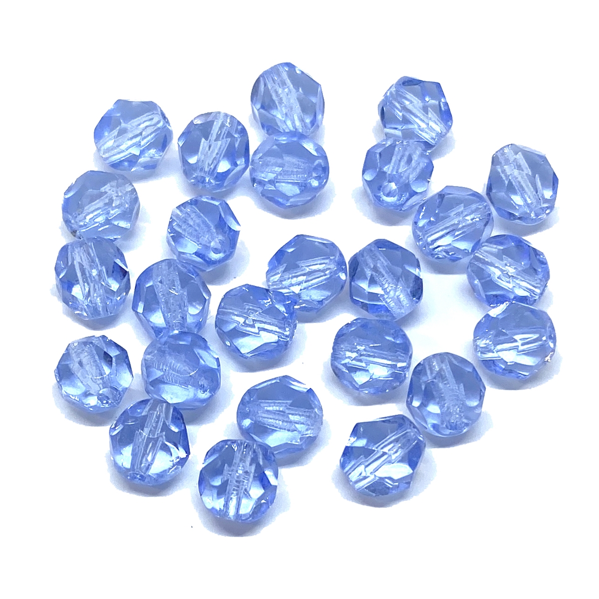 Czech Fire Polished Glass Beads 8mm Round Full Pearlized - Navy Blue (25)