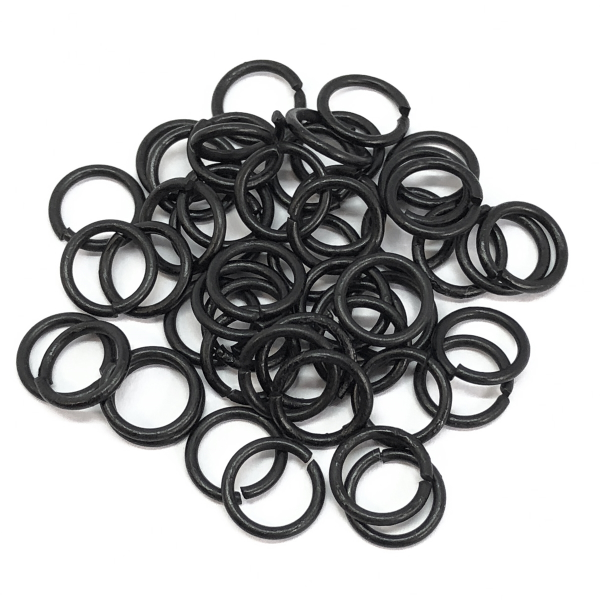 matte black jump rings, jump rings, jumps, rings, matte black, black, black  jump rings, 8mm, 18 gauge, 50 pieces, copper coated steel, US made, nickel