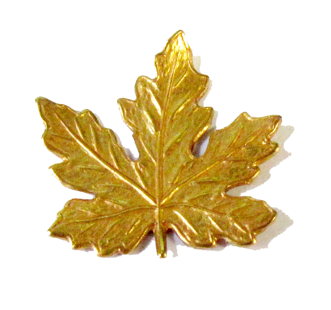 2 Vintage Maple Leaf Brass Metal Stampings 
