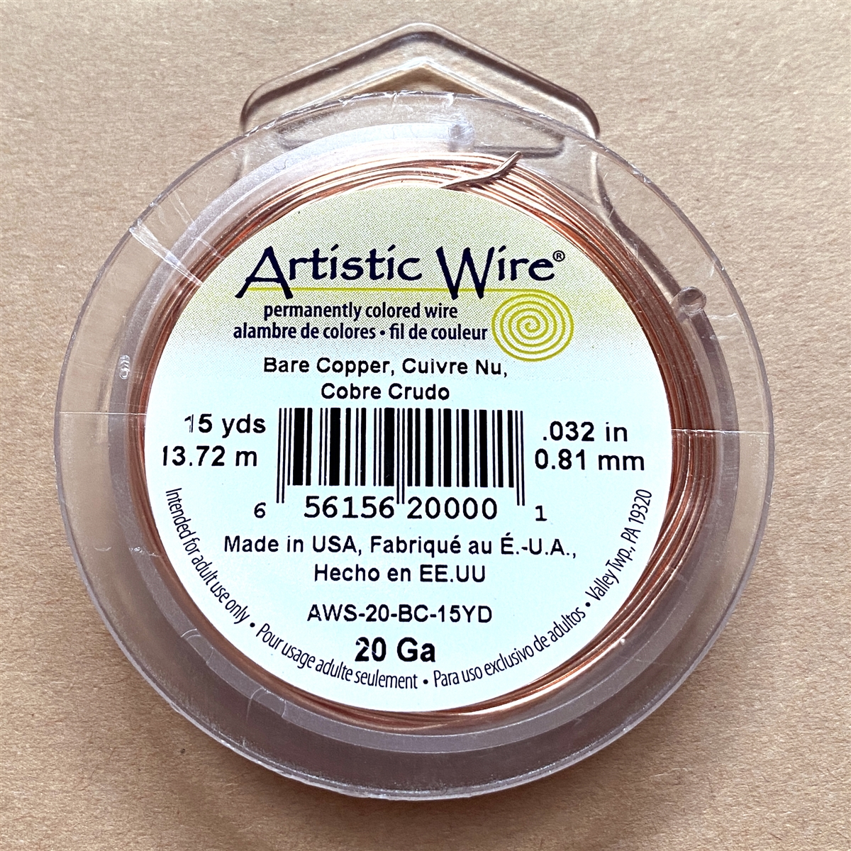 Artistic Wire 20-Gauge Bare Copper Wire, 6-Yards