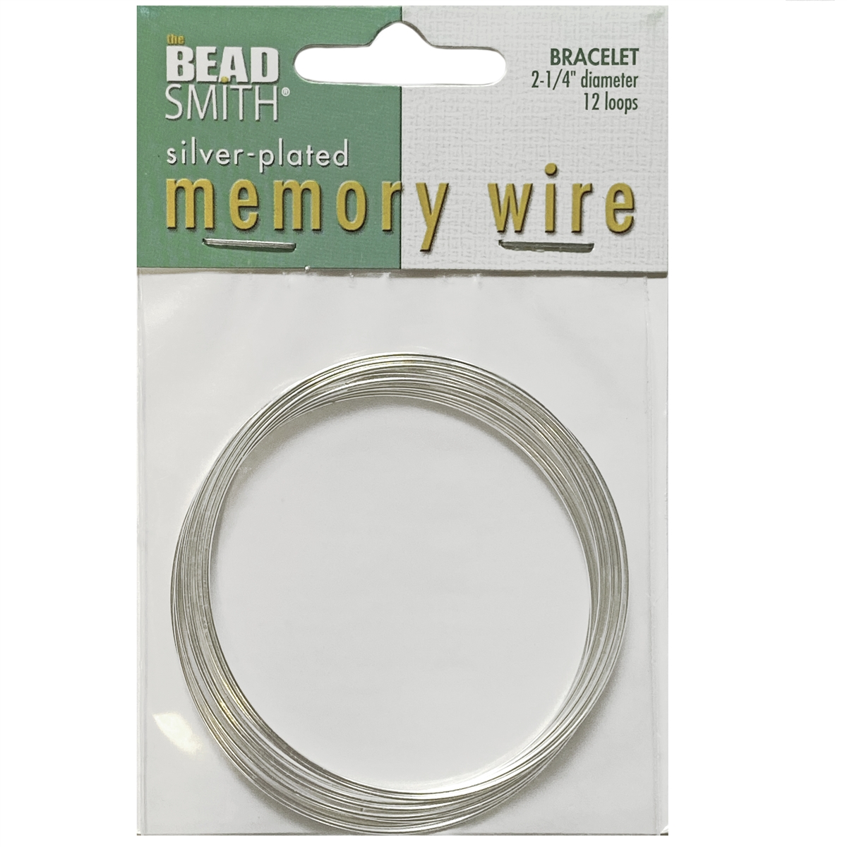 Memory wire, silver-plated stainless steel, 1-3/4 inch bracelet,  0.65-0.75mm thick. Sold per 1-ounce pkg, approximately 60 loops. - Fire  Mountain Gems and Beads